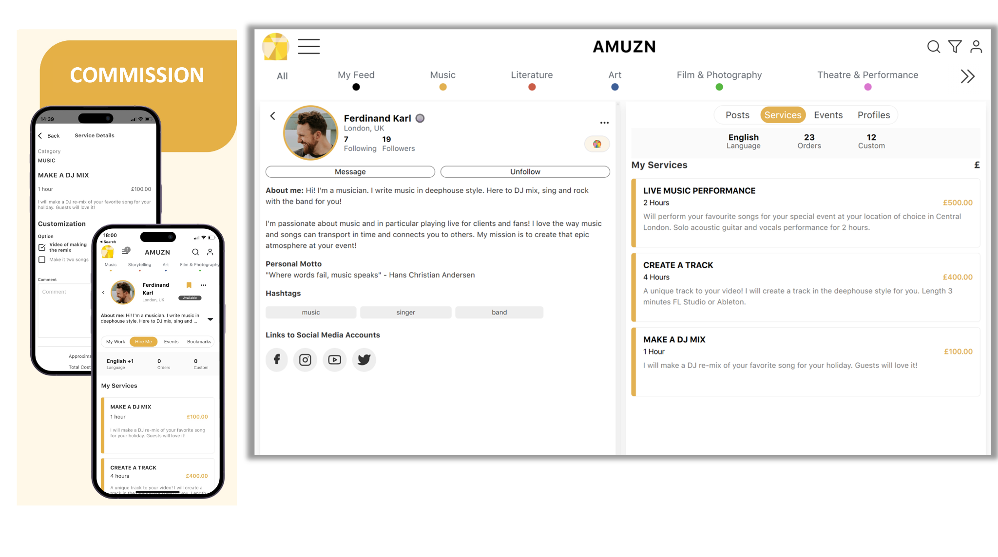 AMUZN Commission experience across mobile and desktop
